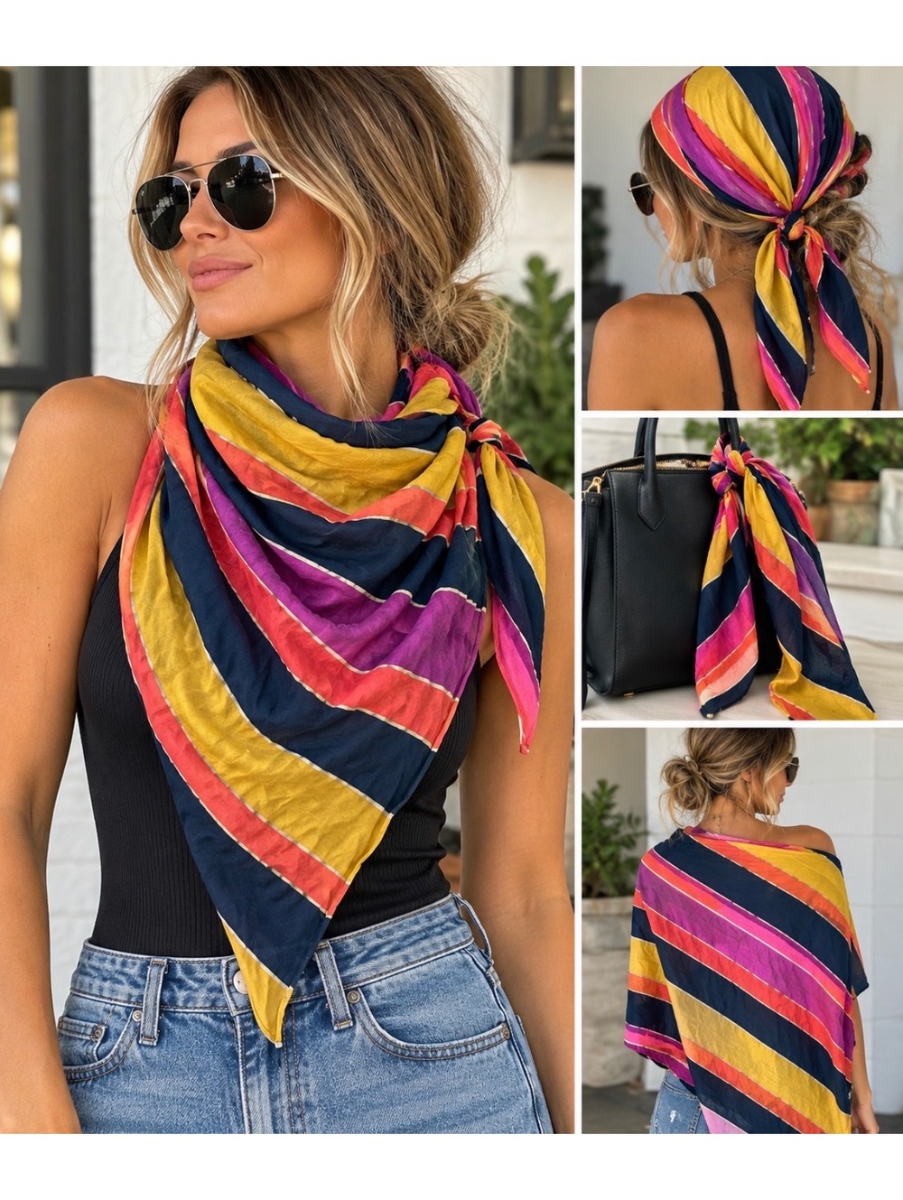 Vintage Gap Colorful Striped Scarf